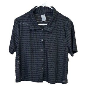 NWT Hurley Men's One And Only Textured Black Short Sleeve Button Up Shirt M Top
